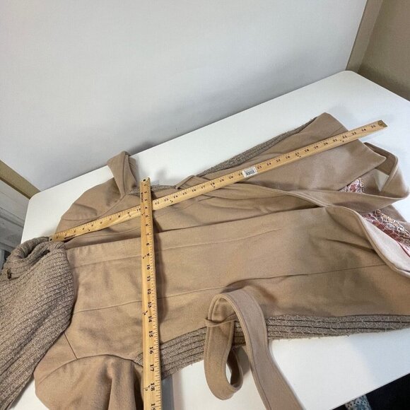 Anthropologie Elevenses Judith Belted Wool Coat Khaki Brown 6 Full Zip Lined - Picture 10 of 11